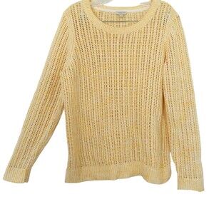 Talbots Yellow White Open Knit Sweater Size Large Perfect For Spring!